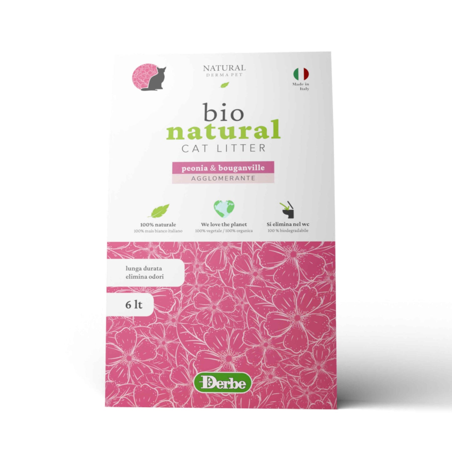 Natural corn cat litter with peony and bougainvillea scent – 6L.