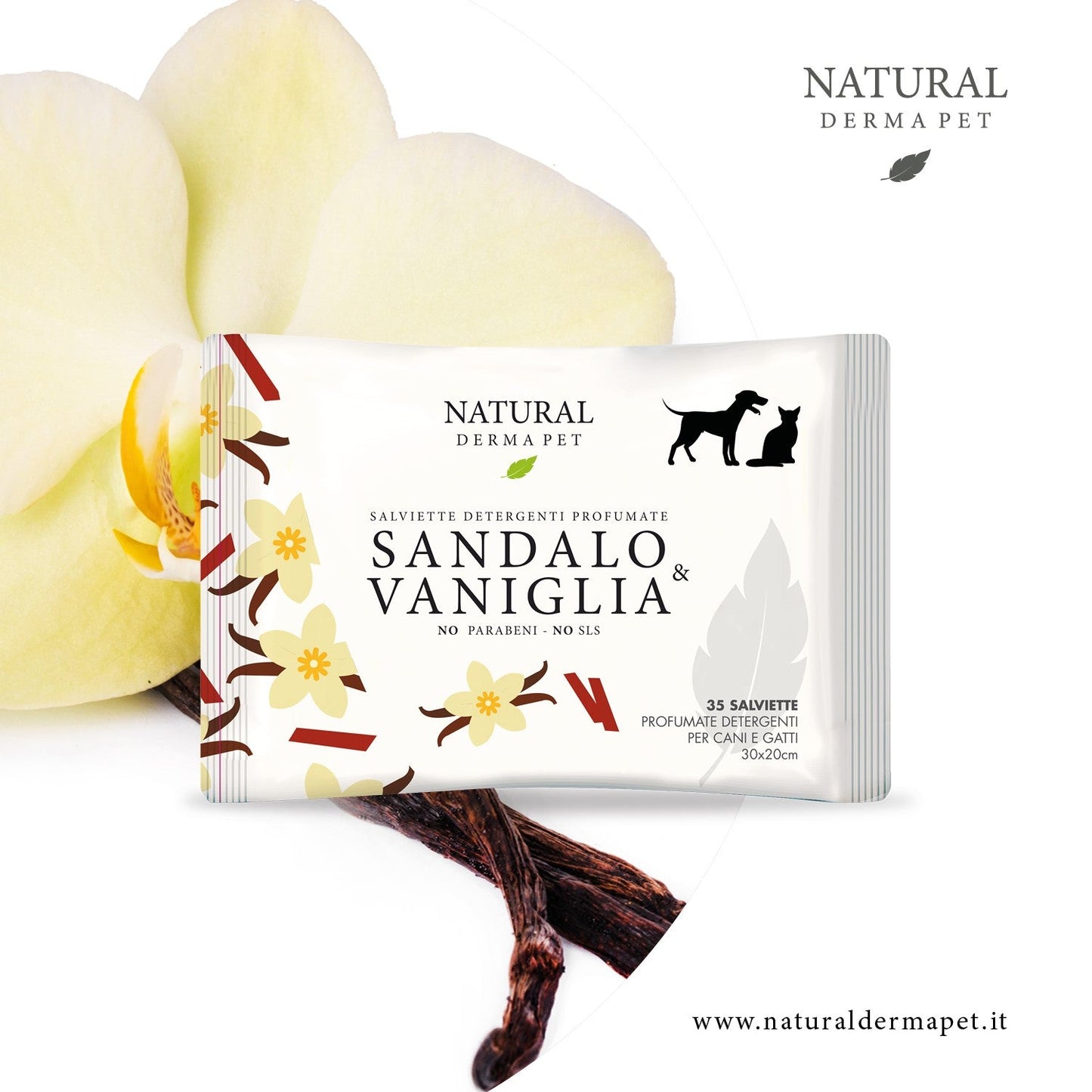 Wet Dog & Cat Wipes for Coat – Sandalwood & Vanilla Scent