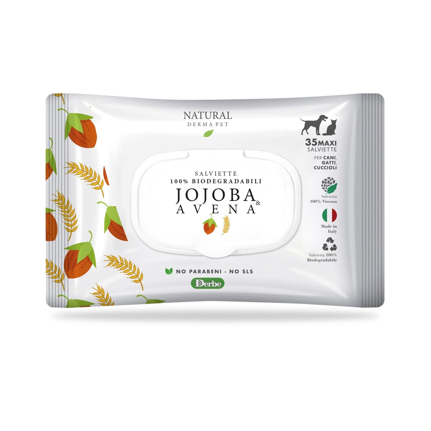 Wet wipes for dogs and cats with jojoba oil and oats for coat care – 35 wipes