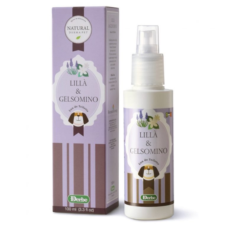 Bottle of dog and cat perfume for pets, scented with lilac & jasmine 100ml
