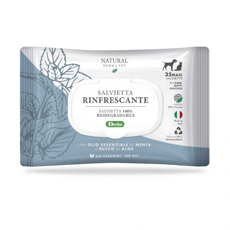 Refreshing wet pet wipes with mint and aloe vera for dogs and cats, 35pcs