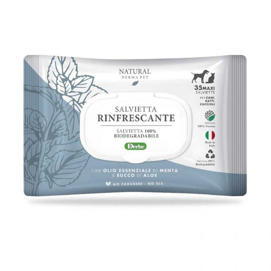 Refreshing wet pet wipes with mint and aloe vera for dogs and cats, 35pcs