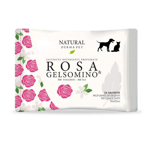 Wet wipes for dogs and cats with rose and jasmine scent – 35pcs